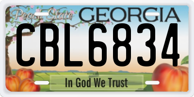 GA license plate CBL6834