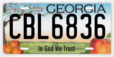 GA license plate CBL6836