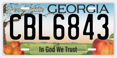 GA license plate CBL6843