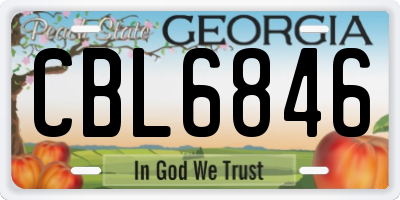 GA license plate CBL6846