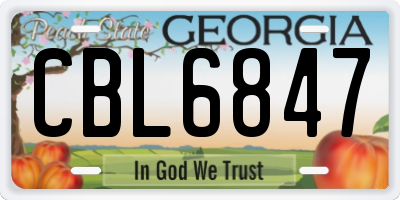 GA license plate CBL6847