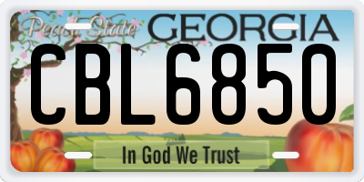 GA license plate CBL6850