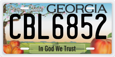 GA license plate CBL6852