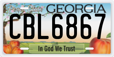 GA license plate CBL6867