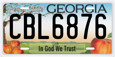 GA license plate CBL6876