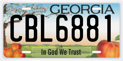 GA license plate CBL6881