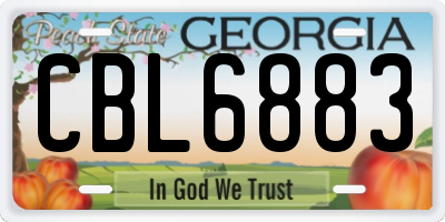 GA license plate CBL6883