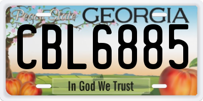 GA license plate CBL6885