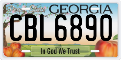 GA license plate CBL6890