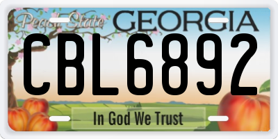 GA license plate CBL6892