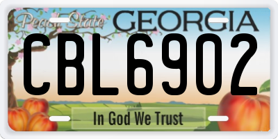 GA license plate CBL6902