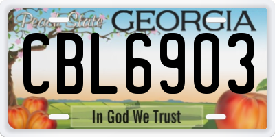 GA license plate CBL6903
