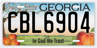 GA license plate CBL6904