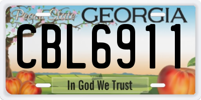 GA license plate CBL6911