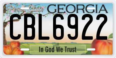 GA license plate CBL6922