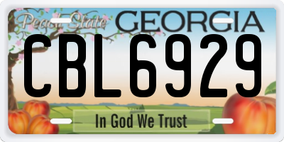 GA license plate CBL6929