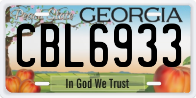 GA license plate CBL6933