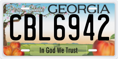 GA license plate CBL6942