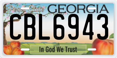 GA license plate CBL6943