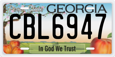 GA license plate CBL6947