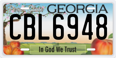 GA license plate CBL6948