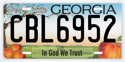 GA license plate CBL6952