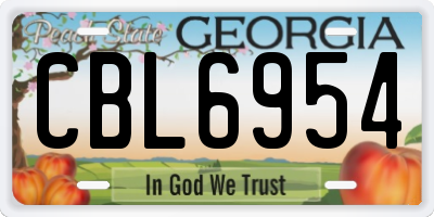 GA license plate CBL6954