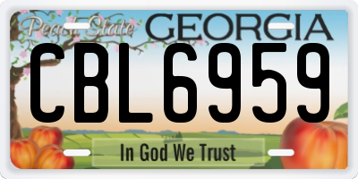 GA license plate CBL6959