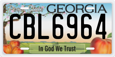 GA license plate CBL6964