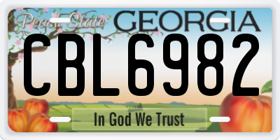 GA license plate CBL6982