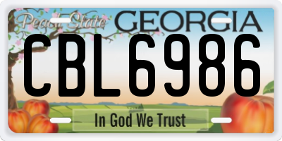 GA license plate CBL6986