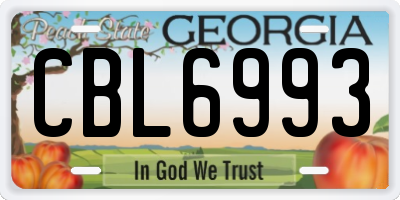GA license plate CBL6993