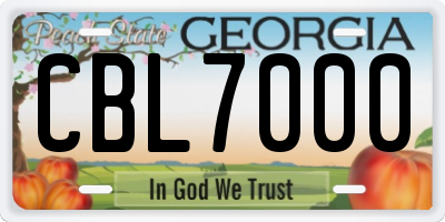 GA license plate CBL7000