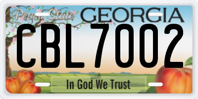 GA license plate CBL7002