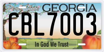 GA license plate CBL7003