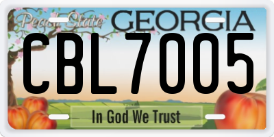 GA license plate CBL7005