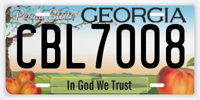 GA license plate CBL7008