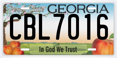 GA license plate CBL7016