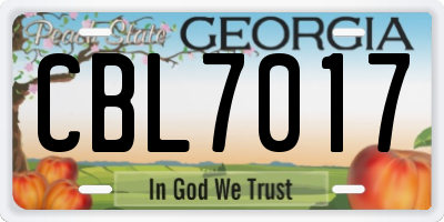 GA license plate CBL7017