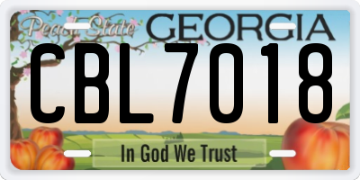 GA license plate CBL7018