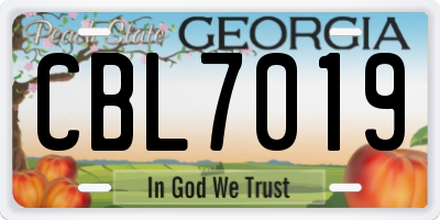 GA license plate CBL7019