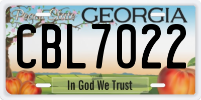 GA license plate CBL7022