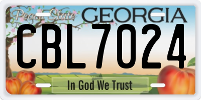 GA license plate CBL7024