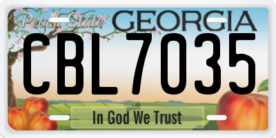 GA license plate CBL7035