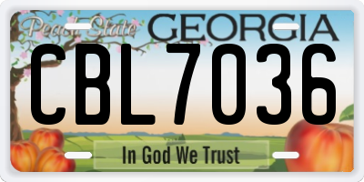 GA license plate CBL7036