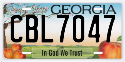 GA license plate CBL7047