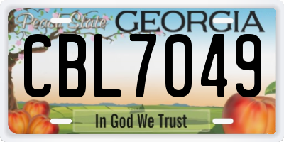 GA license plate CBL7049