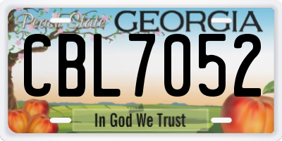 GA license plate CBL7052