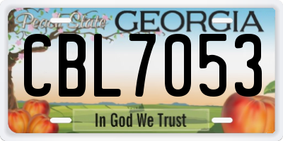 GA license plate CBL7053