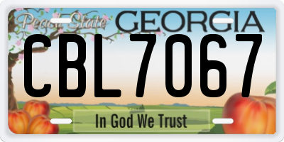 GA license plate CBL7067